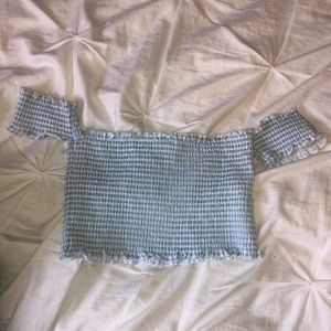 pacsun checkered blue and white top